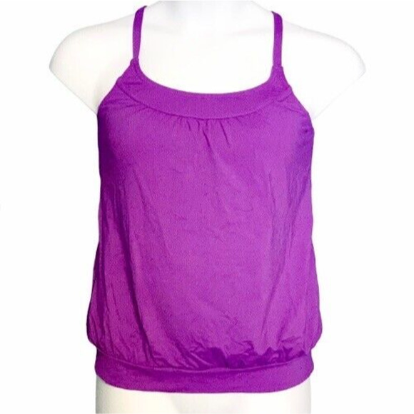 Lands' End Size 8 Tankini Swimsuit Purple Elastic Hem Racerback Beach Vacation - Picture 4 of 7